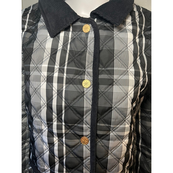 Isaac Mizrahi Black White Plaid Quilted Jacket - Picture 6 of 6